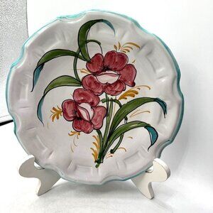 Italy pottery hand painted Vintage Scalloped Plate Italy 8.5"